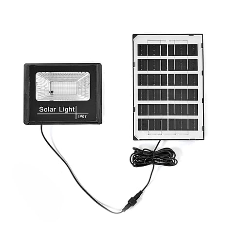 100% Energy Saving IP67 Water resistant Solar Light (144 LEDs) with Solar Panel and Remote Control - Black & Silver