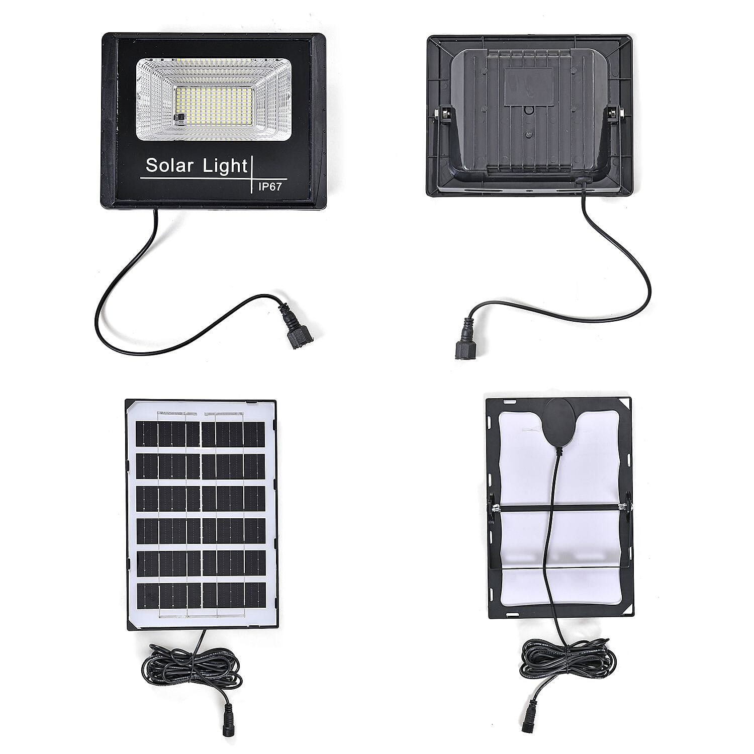 100% Energy Saving IP67 Water resistant Solar Light (144 LEDs) with Solar Panel and Remote Control - Black & Silver