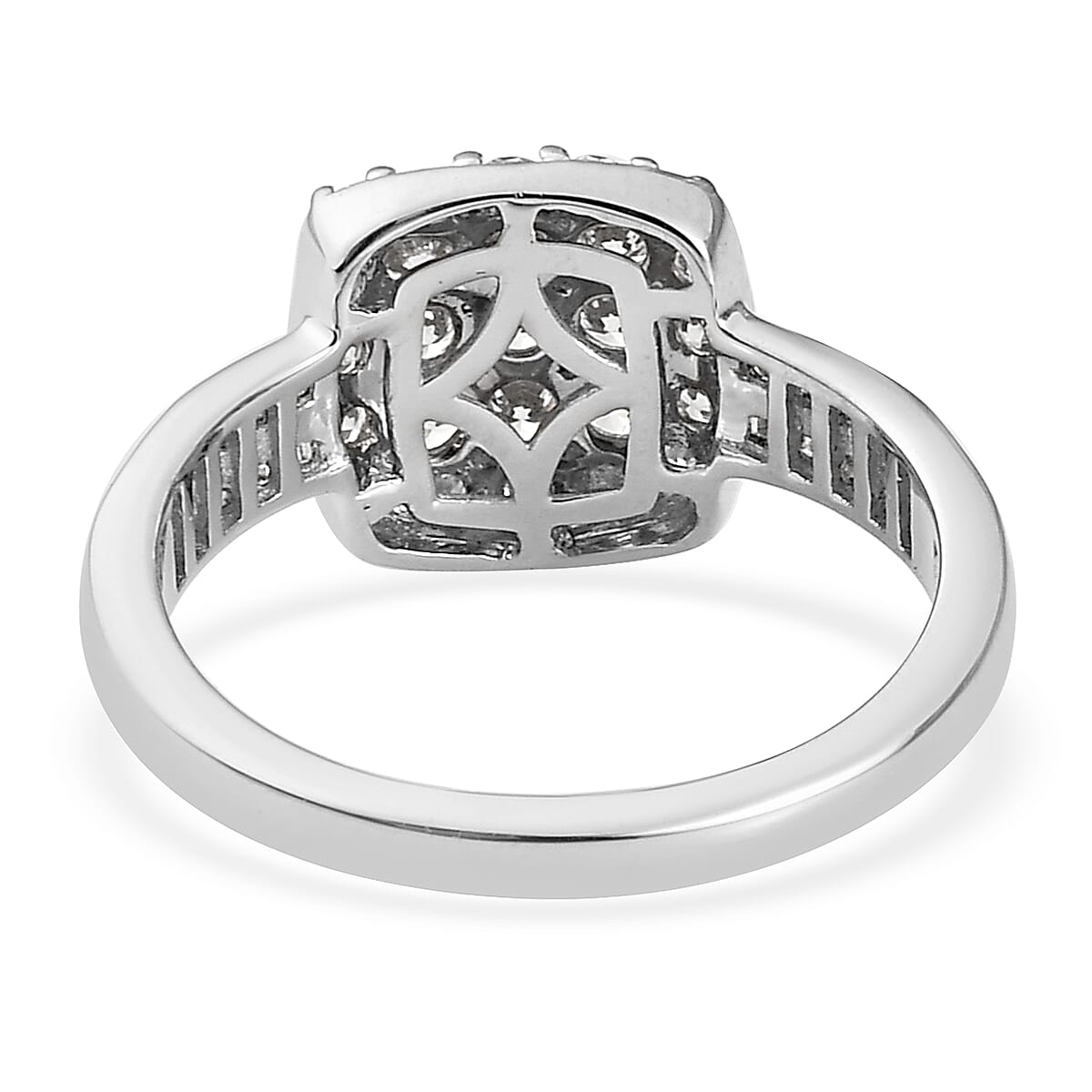 RHAPSODY 950 Platinum IGI Certified Diamond (VS-E-F) Cluster Ring 1.04 Ct, Platinum Wt 5.90 Gms