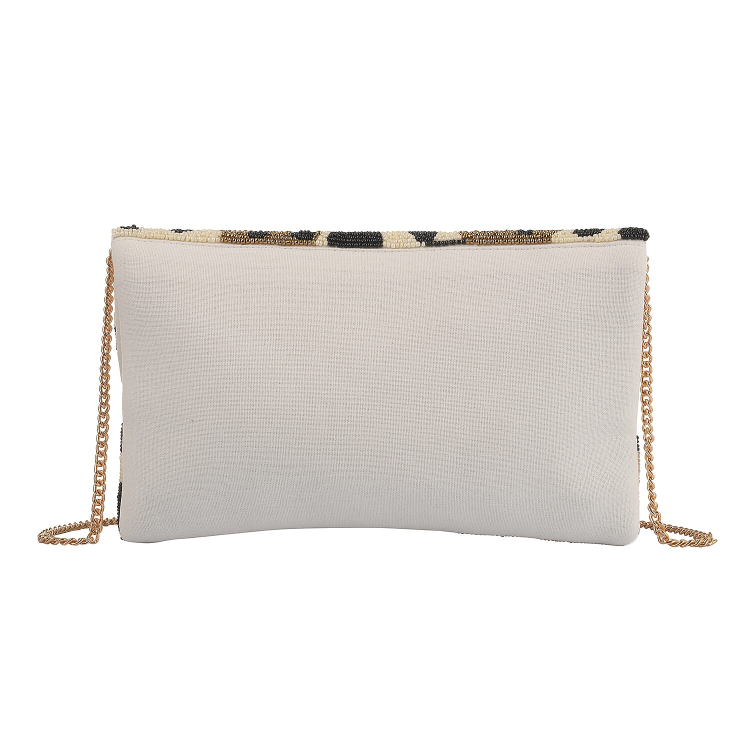 Hand embroidered Beaded Pattern Crossbody Clutch Bag with Shoulder Strap (Size 25x16 Cm) - Light Pink