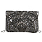 Hand embroidered Beaded Pattern Crossbody Clutch Bag with Shoulder Strap (Size 25x16 Cm) - Grey
