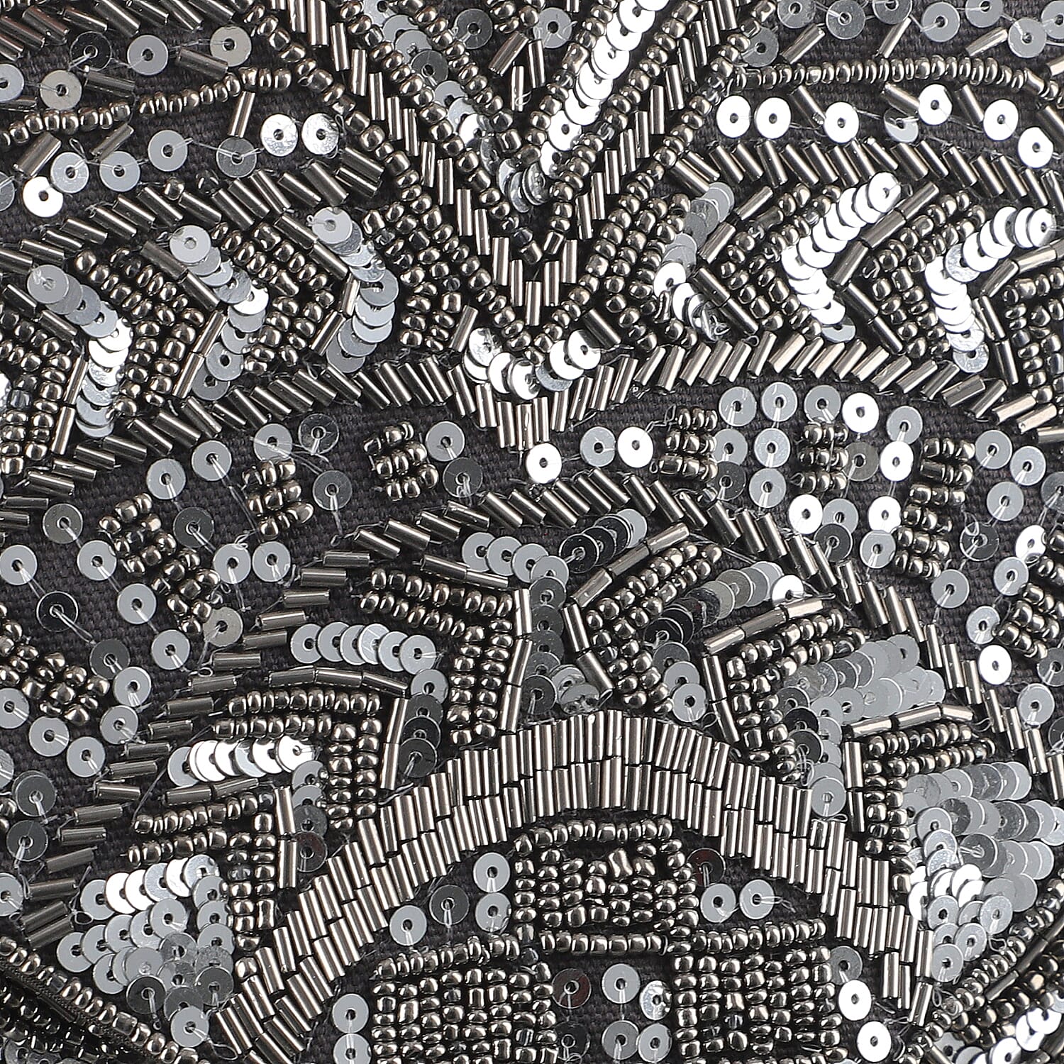 Hand embroidered Beaded Pattern Crossbody Clutch Bag with Shoulder Strap (Size 25x16 Cm) - Grey