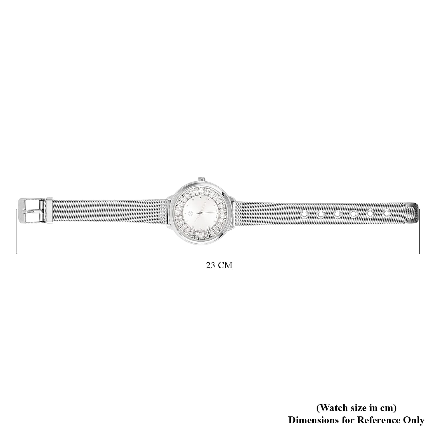 STRADA Japanese Movement Silver Dial Simulated Diamond Studded Water Resistant Watch with Silver Colour Mesh Belt