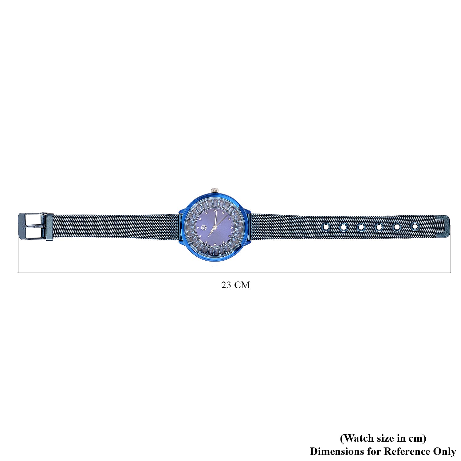 STRADA Japanese Movement Blue Dial Simulated Blue Sapphire Studded Water Resistant Watch with Blue Colour Mesh Belt