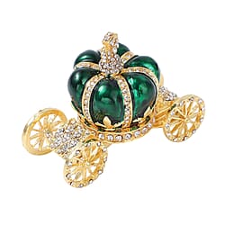 White Austrian Crystal Royal Carriage Jewellery Box - Green