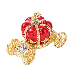 White Austrian Crystal Royal Carriage Jewellery Box - Green