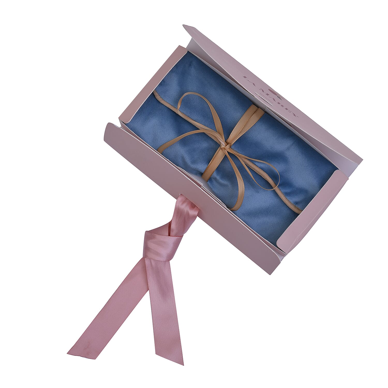 La Marey Foldable Velvet Jewellery Roll Organiser with a Gift Box  - Velvet & Blue