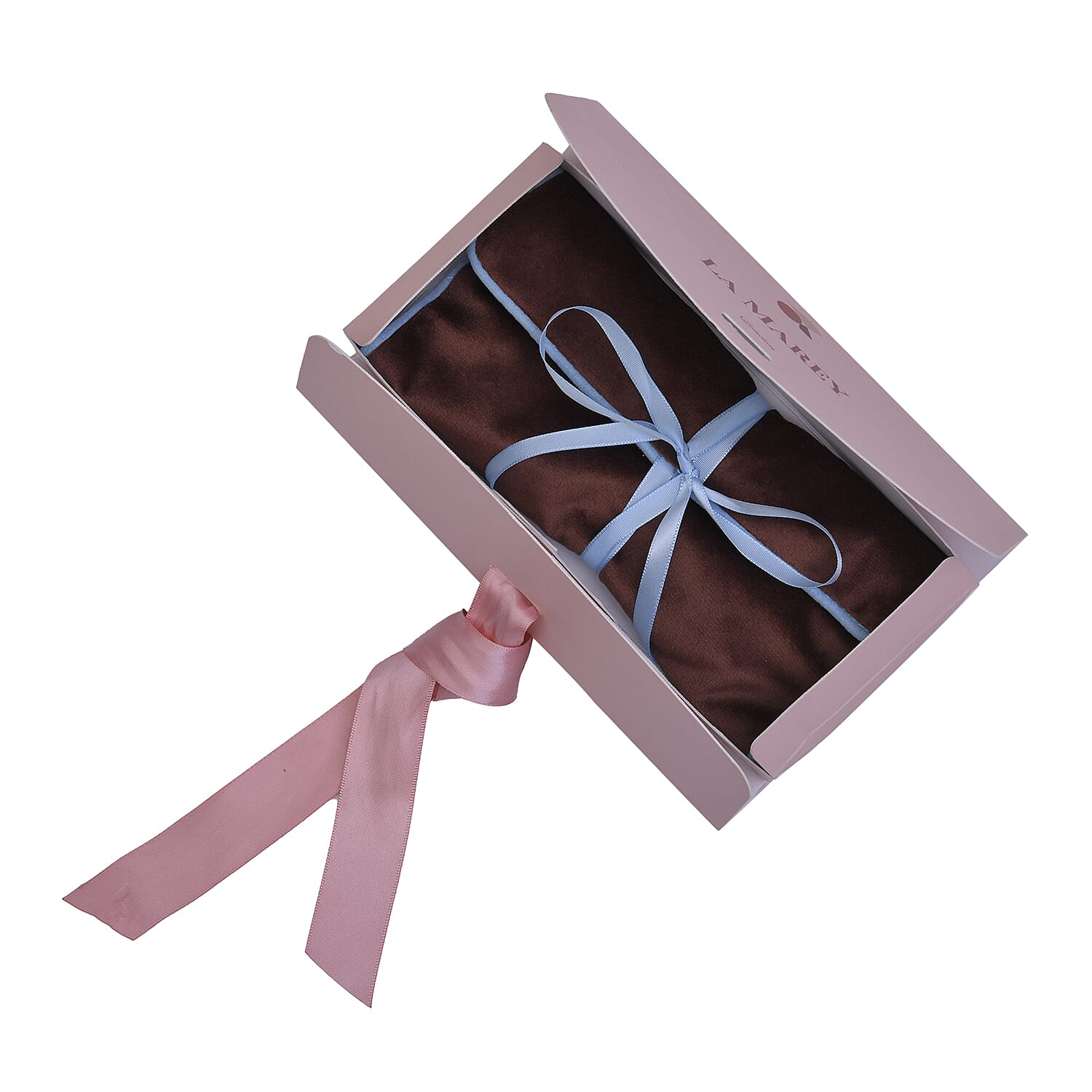 LA MAREY Foldable Velvet Jewellery Roll Organiser with a Gift Box  (Unfolded Size 27x20x1 Cm) and (Folded Size 20x10x2 Cm) - Brown