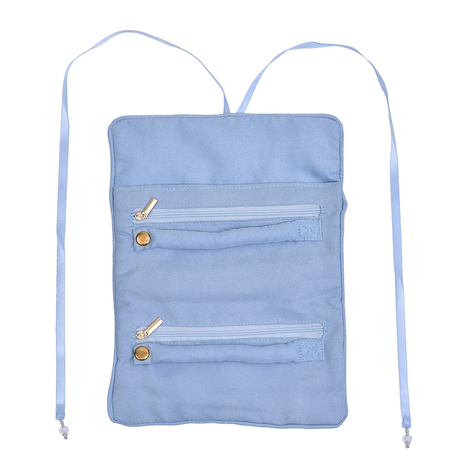 LA MAREY Foldable Velvet Jewellery Roll Organiser with a Gift Box  (Unfolded Size 27x20x1 Cm) and (Folded Size 20x10x2 Cm) - Brown