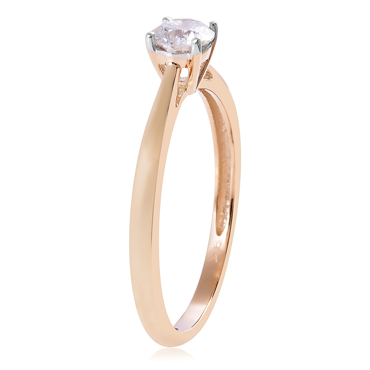 9K Yellow Gold SGL Certified Diamond (I3/G-H) Ring 0.51 Ct.