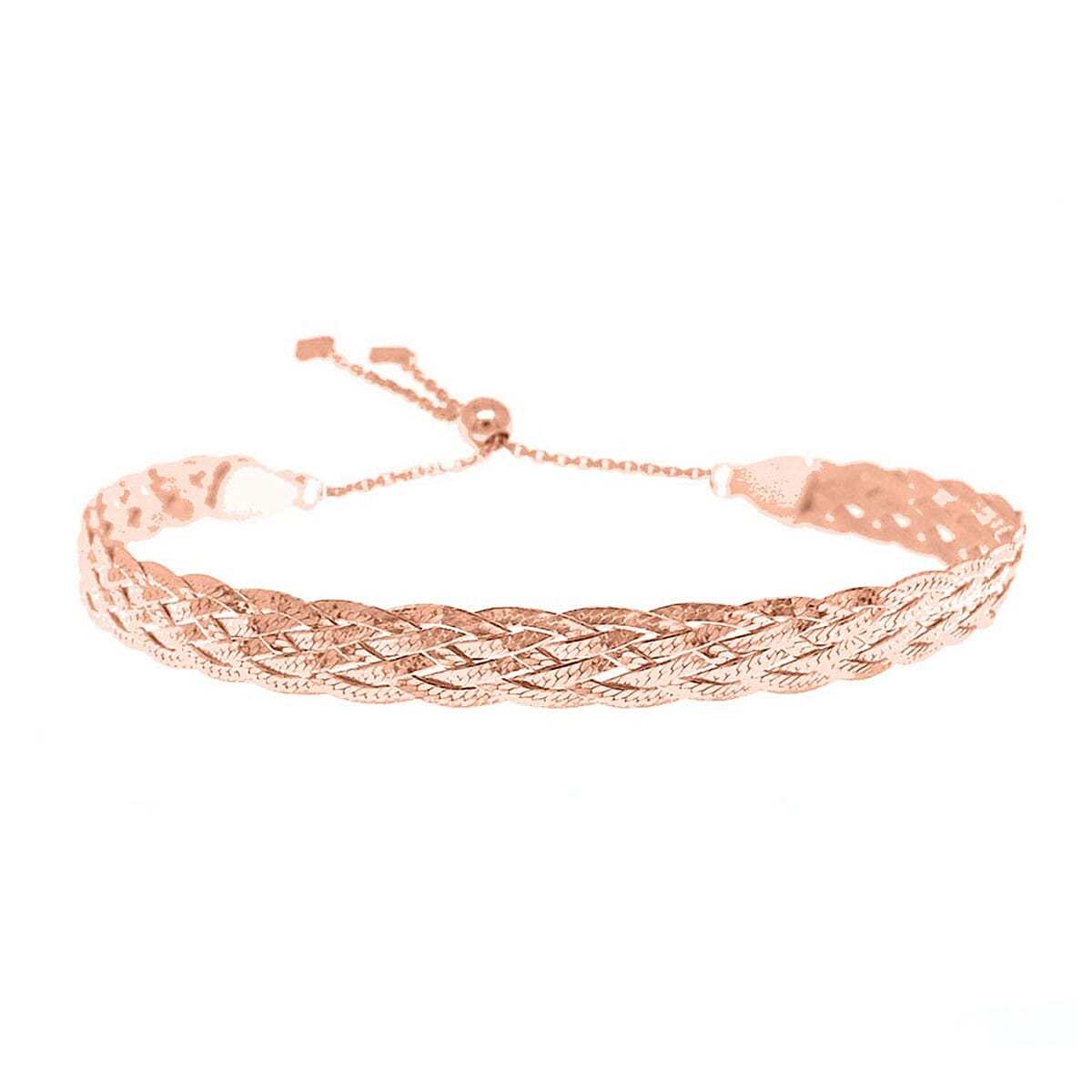 New York Close Out Deal- Rose Gold Overlay Sterling Silver Adjustable Bracelet (Size - 6-9)