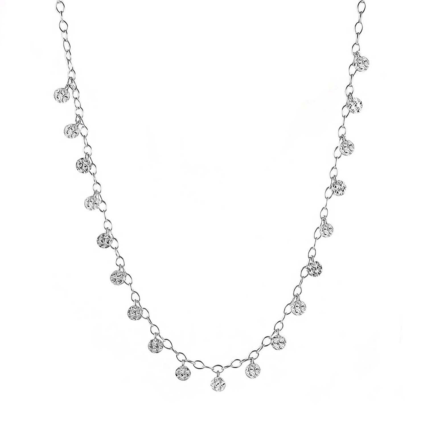 New York Close Out Deal - Sterling Silver Embossed Disc Charm Necklace (Size - 18) with Lobster Clasp