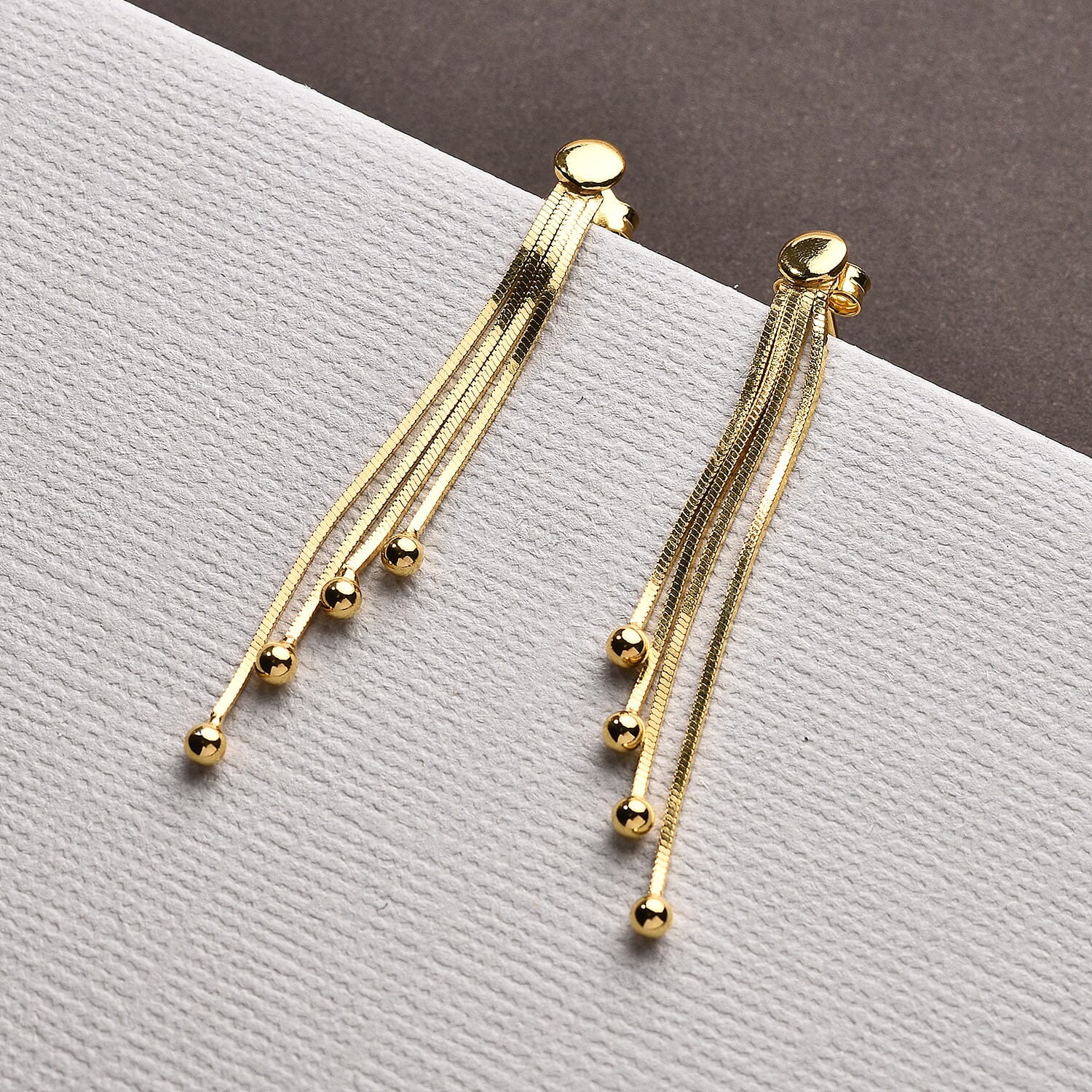 NY Close Out Deal - Yellow Gold Overlay Sterling Silver Dangle Earrings