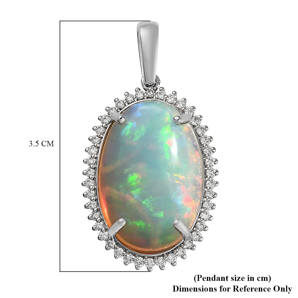 RHAPSODY 950 Platinum AAAA Ethiopian Opal and  Diamond (VS-E-F) Pendant 10.59 Ct,  Platinum Wt. 4.5 Gms 10.49  Ct.