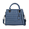 LA MAREY 100% Genuine Leather Stone Embossed Pattern Convertible Bag with Shoulder Strap - Blue