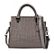 LA MAREY 100% Genuine Leather Stone Embossed Pattern Convertible Bag with Shoulder Strap - Gray