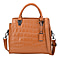 LA MAREY 100% Genuine Leather Stone Embossed Pattern Convertible Bag with Shoulder Strap - Mustard