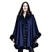 LA MAREY Faux Fur Ruana - Navy