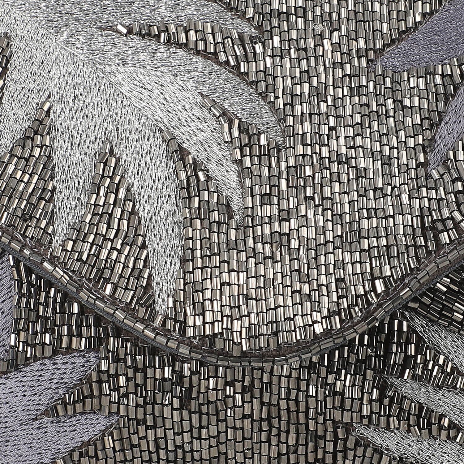 Beaded Pattern Cross Body Clutch Bag with Shoulder Strap (Size 25x16 Cm) - Grey