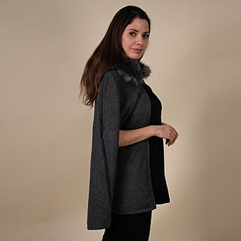 https://tjcuk.sirv.com/Products/76/0/7603508/TAMSY-Faux-Fur-Collar-Womens-Cape-Dark-Grey_7603508_2.jpg?w=342&h=342