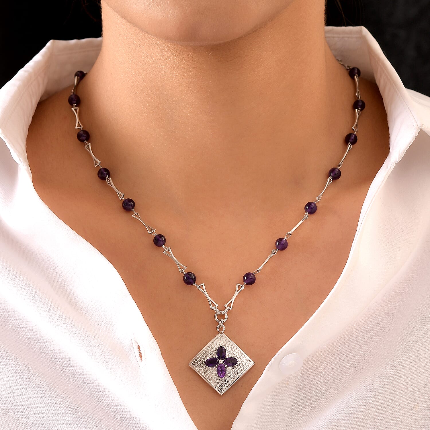 Designer Amethyst Necklace (Size - 18)  23.82 Ct.
