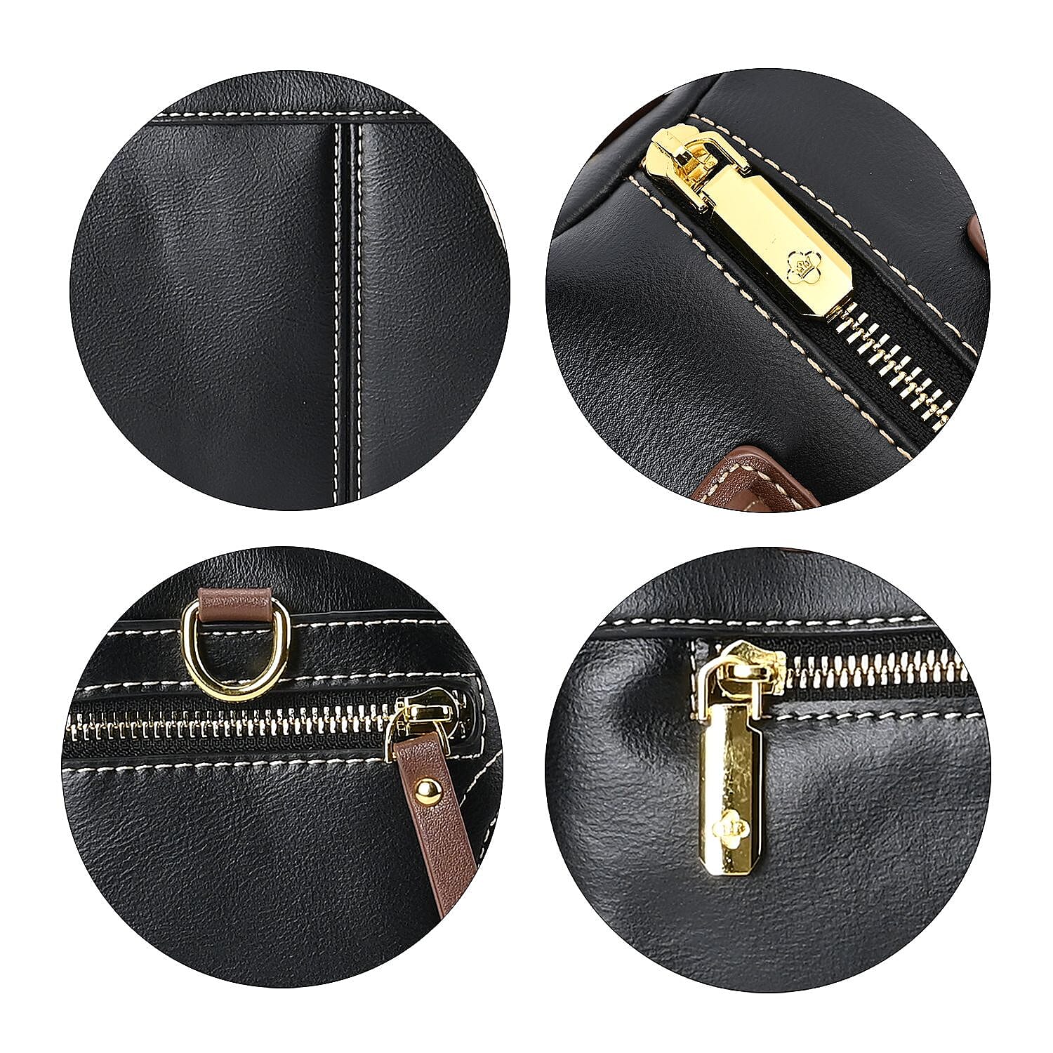 CLOSE OUT DEAL - 100% Genuine Leather Crossbody Bag with 2 Long Shoulder Straps - Black