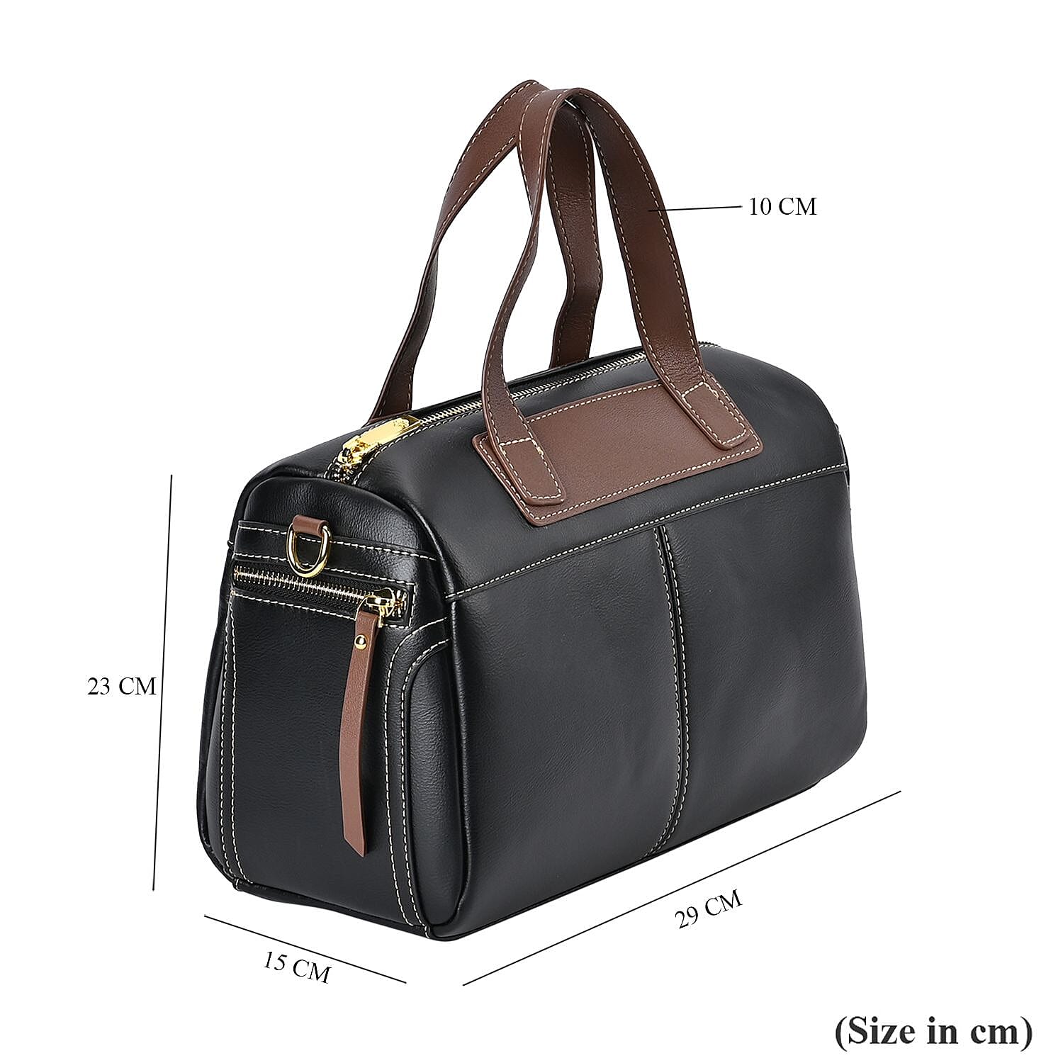 CLOSE OUT DEAL - 100% Genuine Leather Crossbody Bag with 2 Long Shoulder Straps - Black