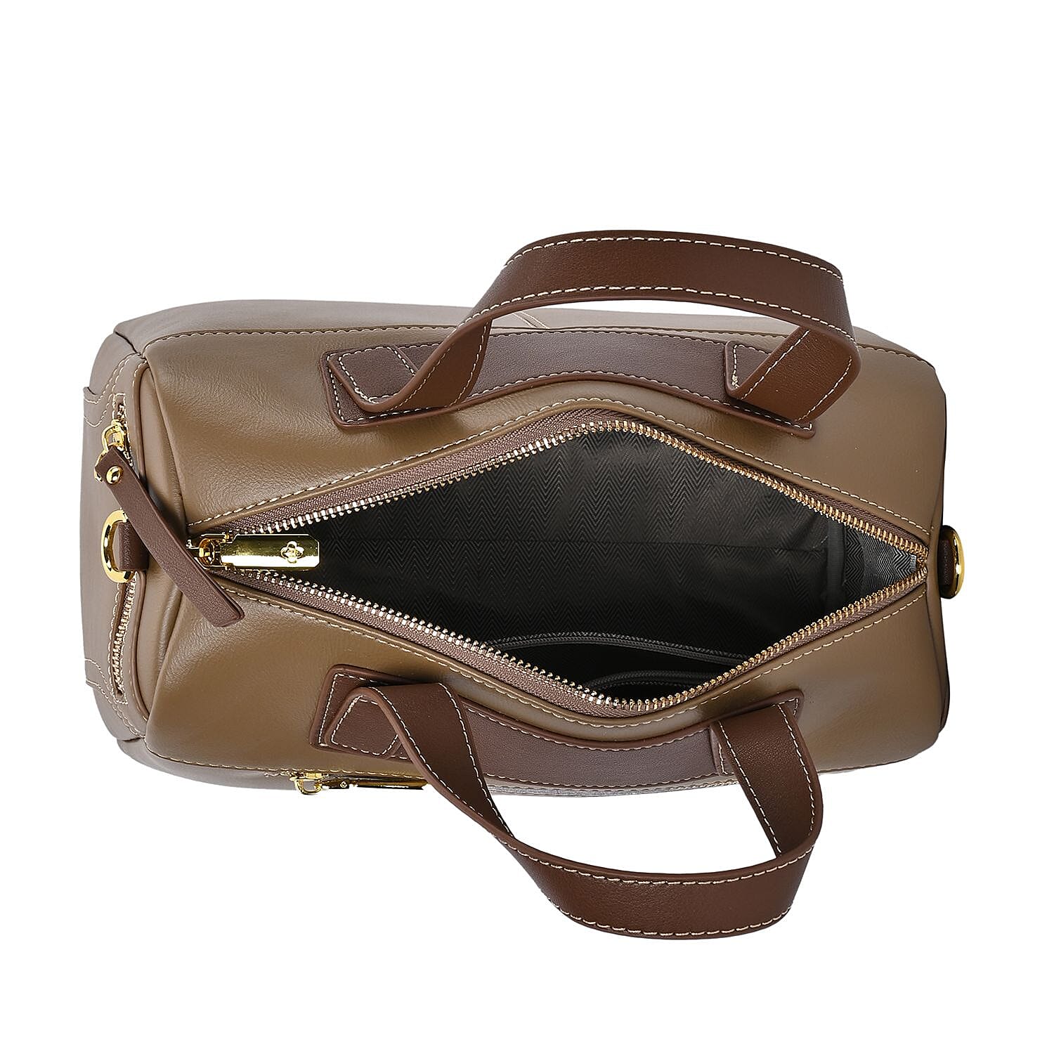 CLOSE OUT DEAL - 100% Genuine Leather Crossbody Bag with 2 Long Shoulder Straps - Khaki