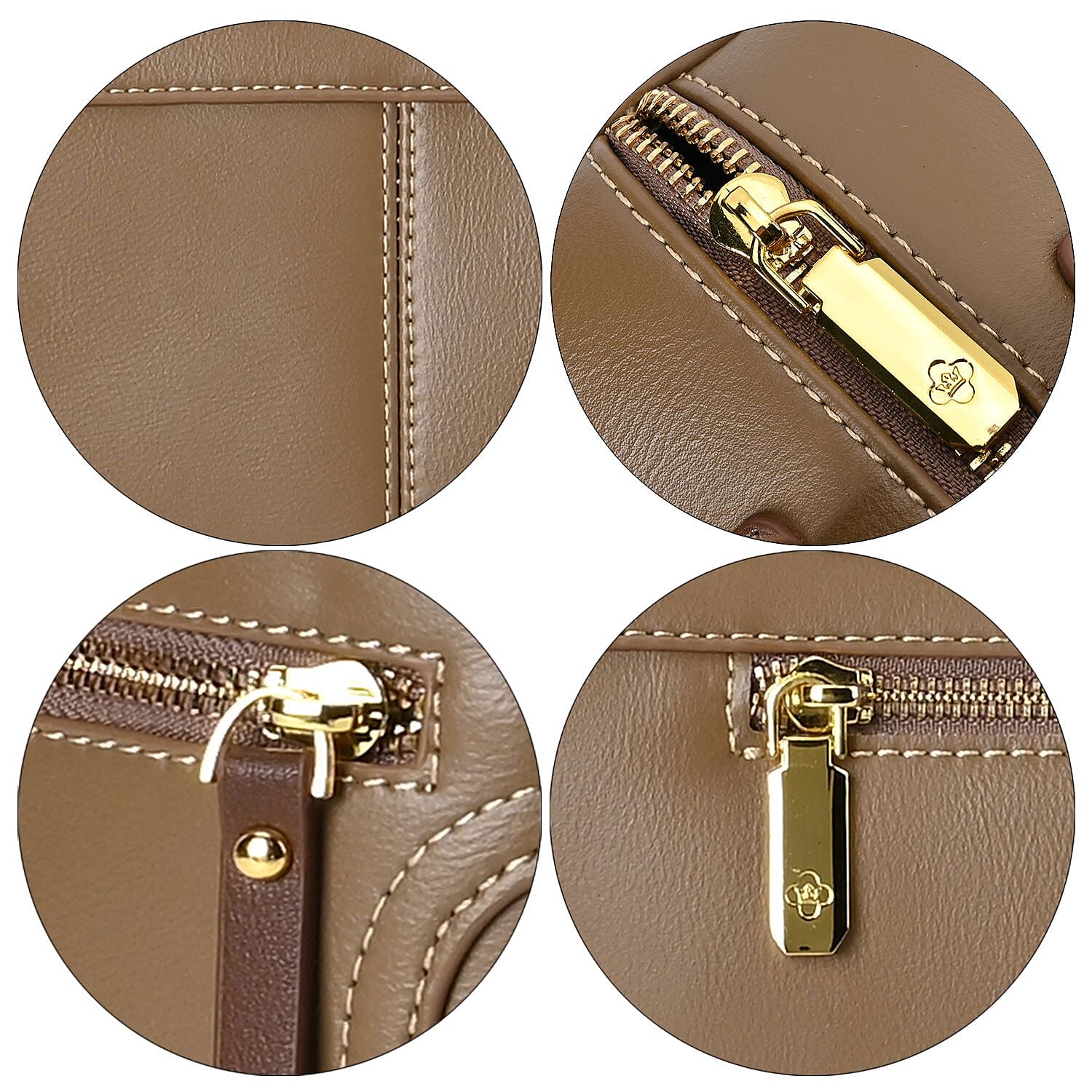 CLOSE OUT DEAL - 100% Genuine Leather Crossbody Bag with 2 Long Shoulder Straps - Khaki