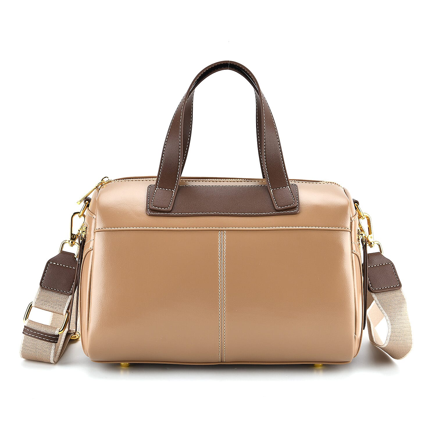 CLOSE OUT DEAL - 100% Genuine Leather Crossbody Bag with 2 Long Shoulder Straps - Khaki