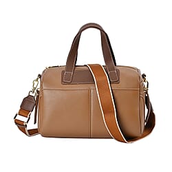 Manhattan CloseOut- 100% Genuine Leather  Bag with Shoulder Straps - Tan