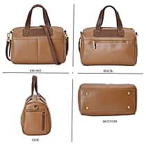 Manhattan CloseOut- 100% Genuine Leather  Bag with Shoulder Straps - Tan