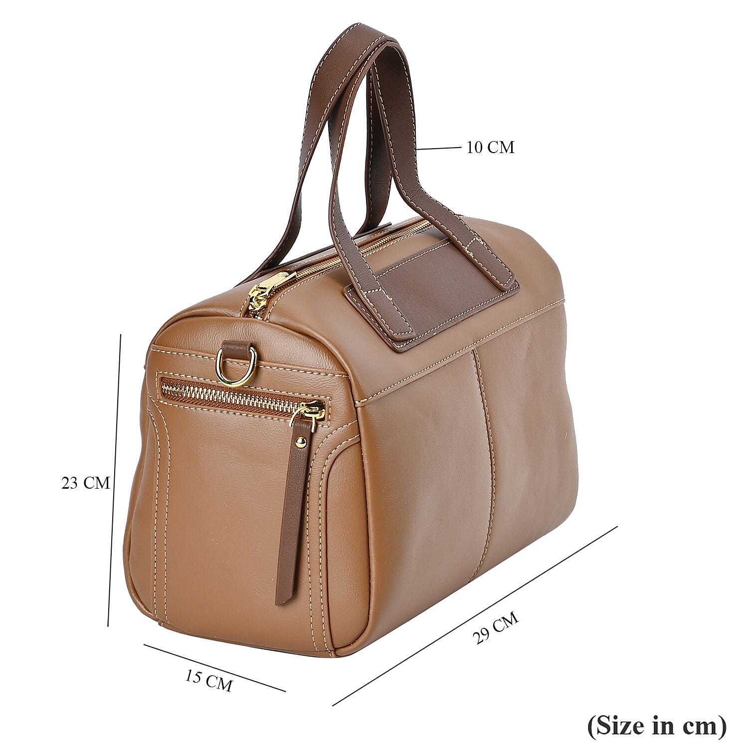CLOSE OUT DEAL - 100% Genuine Leather Crossbody Bag with 2 Long Shoulder Straps - Tan