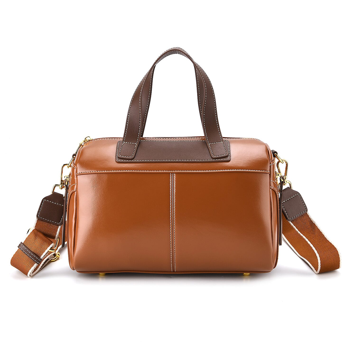 CLOSE OUT DEAL - 100% Genuine Leather Crossbody Bag with 2 Long Shoulder Straps - Tan