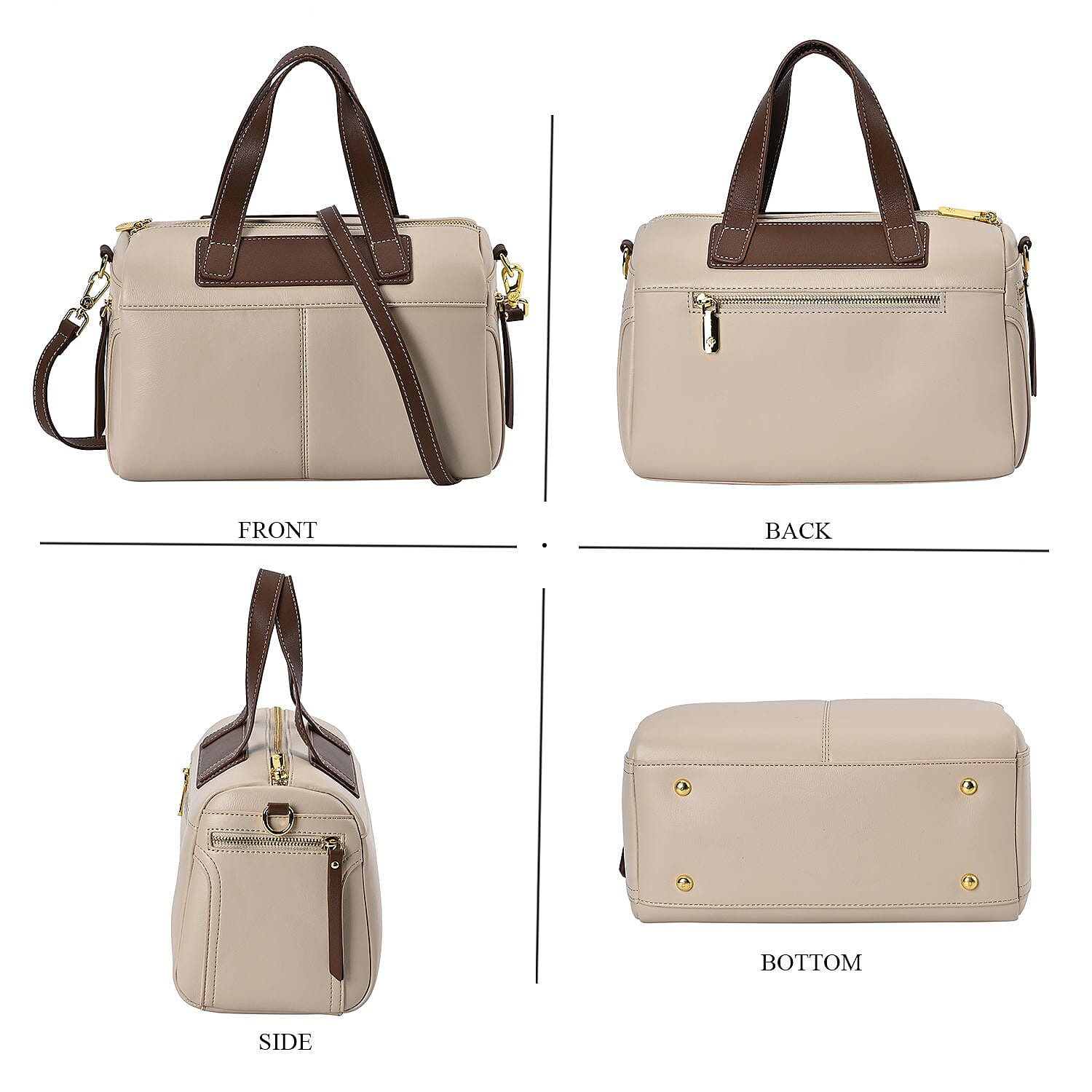 CLOSE OUT DEAL - 100% Genuine Leather Crossbody Bag with 2 Long Shoulder Straps - Off White