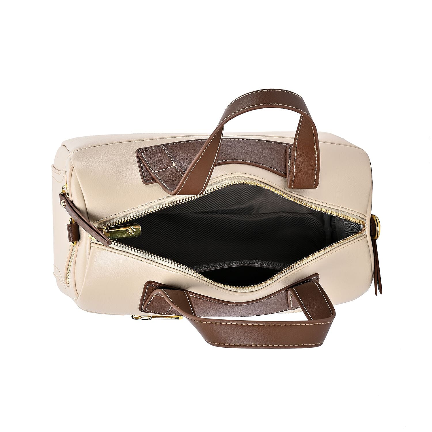 CLOSE OUT DEAL - 100% Genuine Leather Crossbody Bag with 2 Long Shoulder Straps - Off White