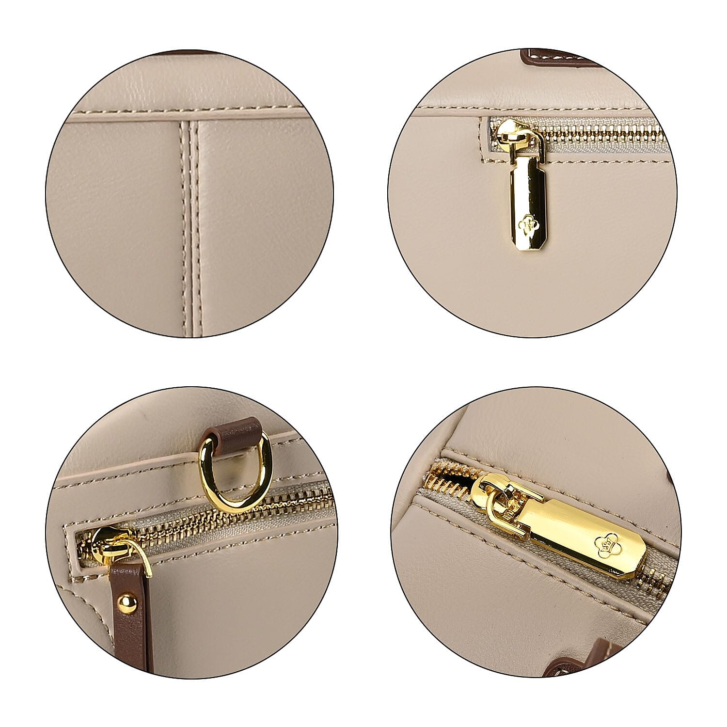 CLOSE OUT DEAL - 100% Genuine Leather Crossbody Bag with 2 Long Shoulder Straps - Off White