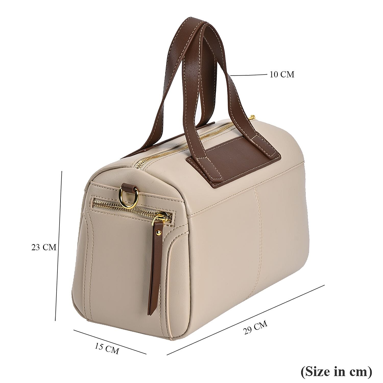 CLOSE OUT DEAL - 100% Genuine Leather Crossbody Bag with 2 Long Shoulder Straps - Off White