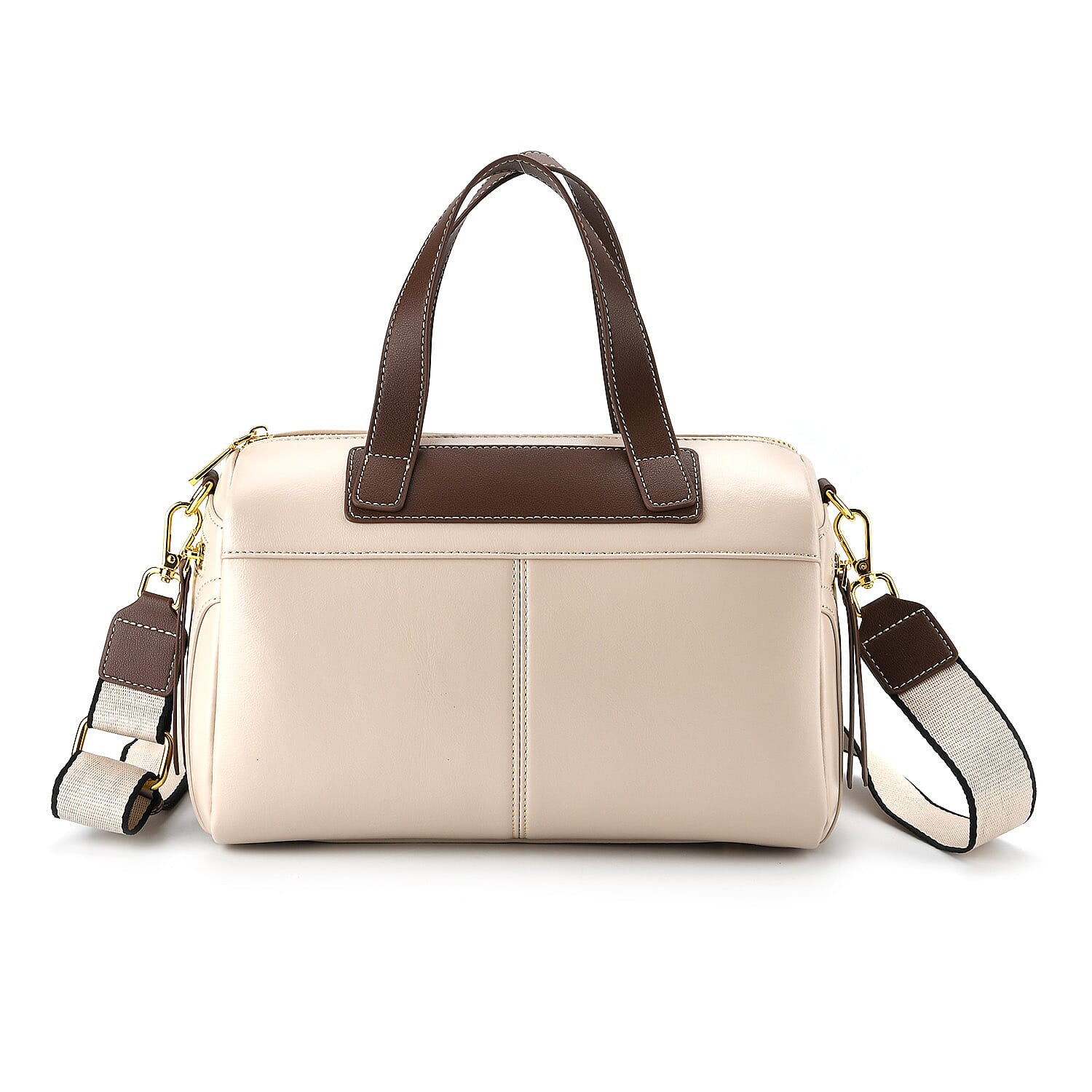 CLOSE OUT DEAL - 100% Genuine Leather Crossbody Bag with 2 Long Shoulder Straps - Off White