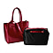 Genuine Leather Tote Bag with Detachable Zipped Lining - Metallic Red