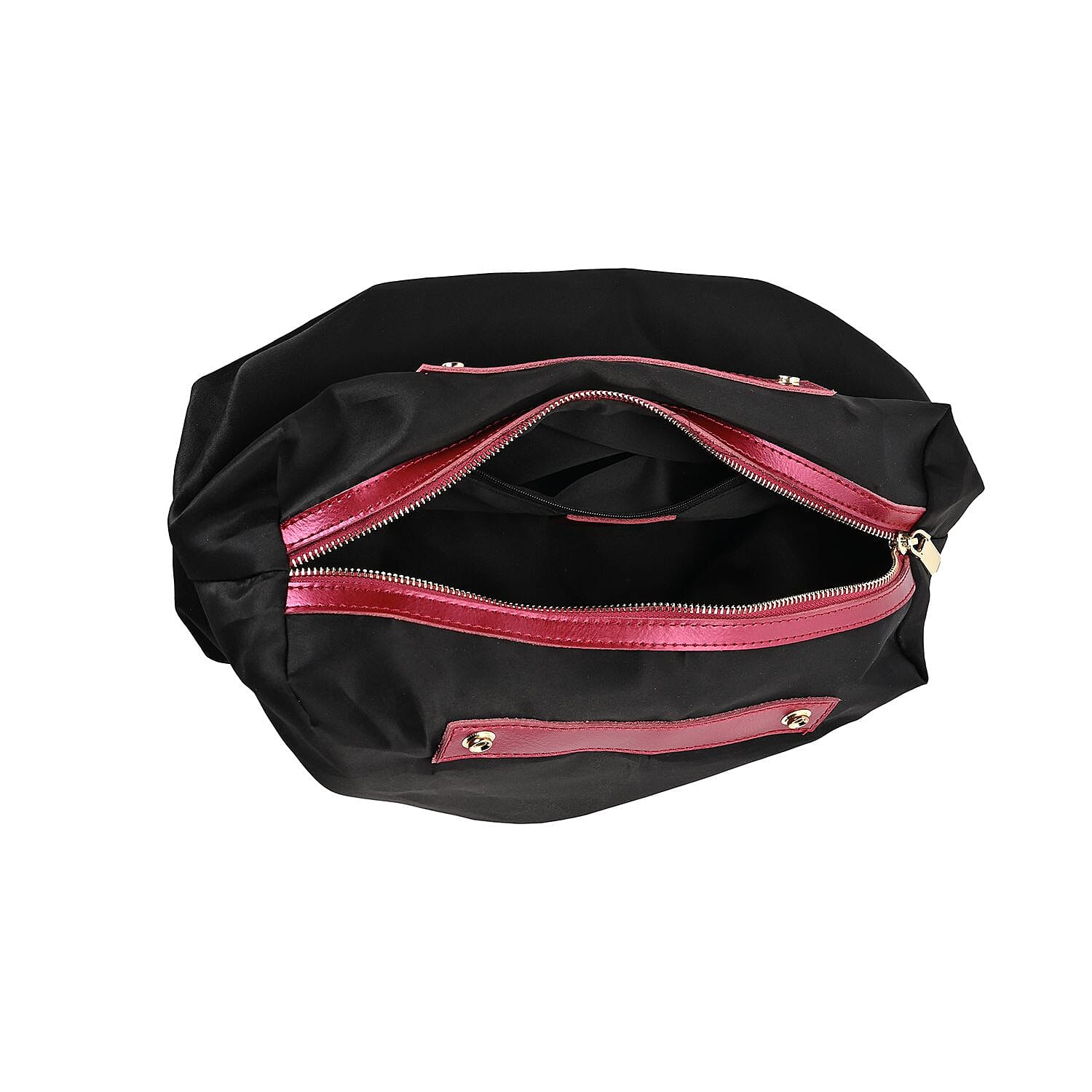 Genuine Leather Tote Bag with Detachable Zipped Lining - Metallic Red