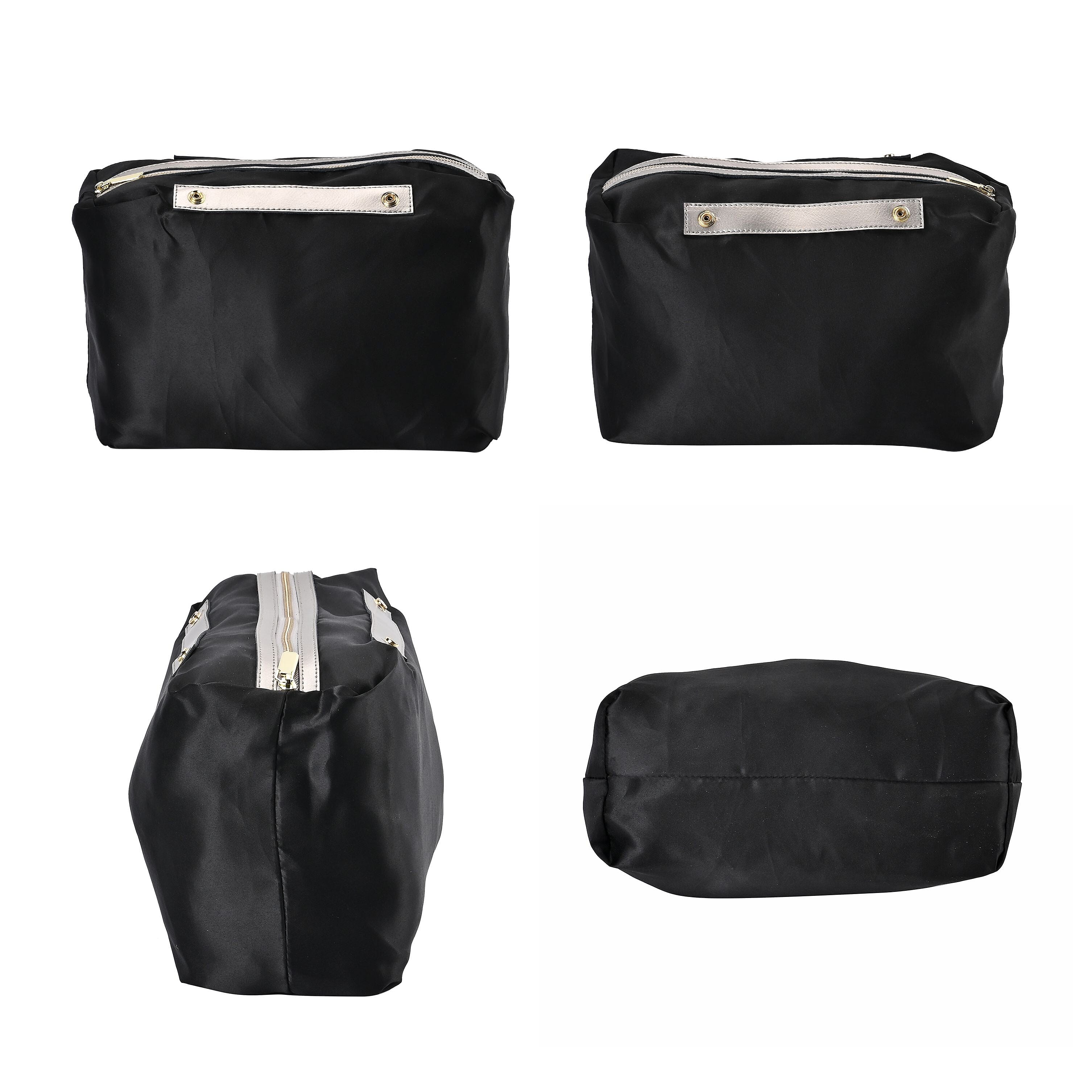 Genuine Leather Tote Bag with Detachable Zipped Lining - Metallic Silver