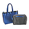 Hong Kong Closeout Genuine Leather Tote Bag with Detachable Zipped Lining - Metallic Blue