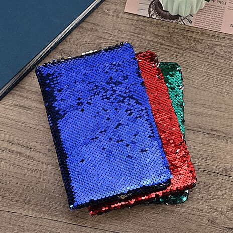 Set of 3 Exerz Reversible Sequin Notebook (Size-A5, 80 Pages Per Peice) - Red & Multi