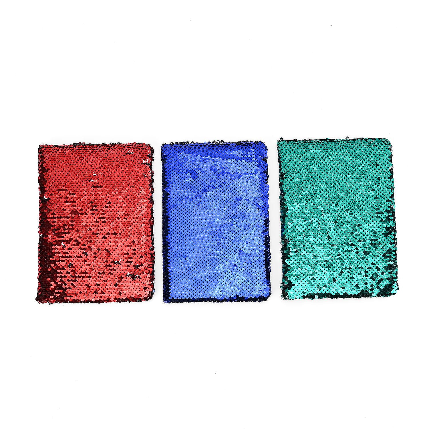 Set of 3 Exerz Reversible Sequin Notebook (Size-A5, 80 Pages Per Peice) - Red & Multi