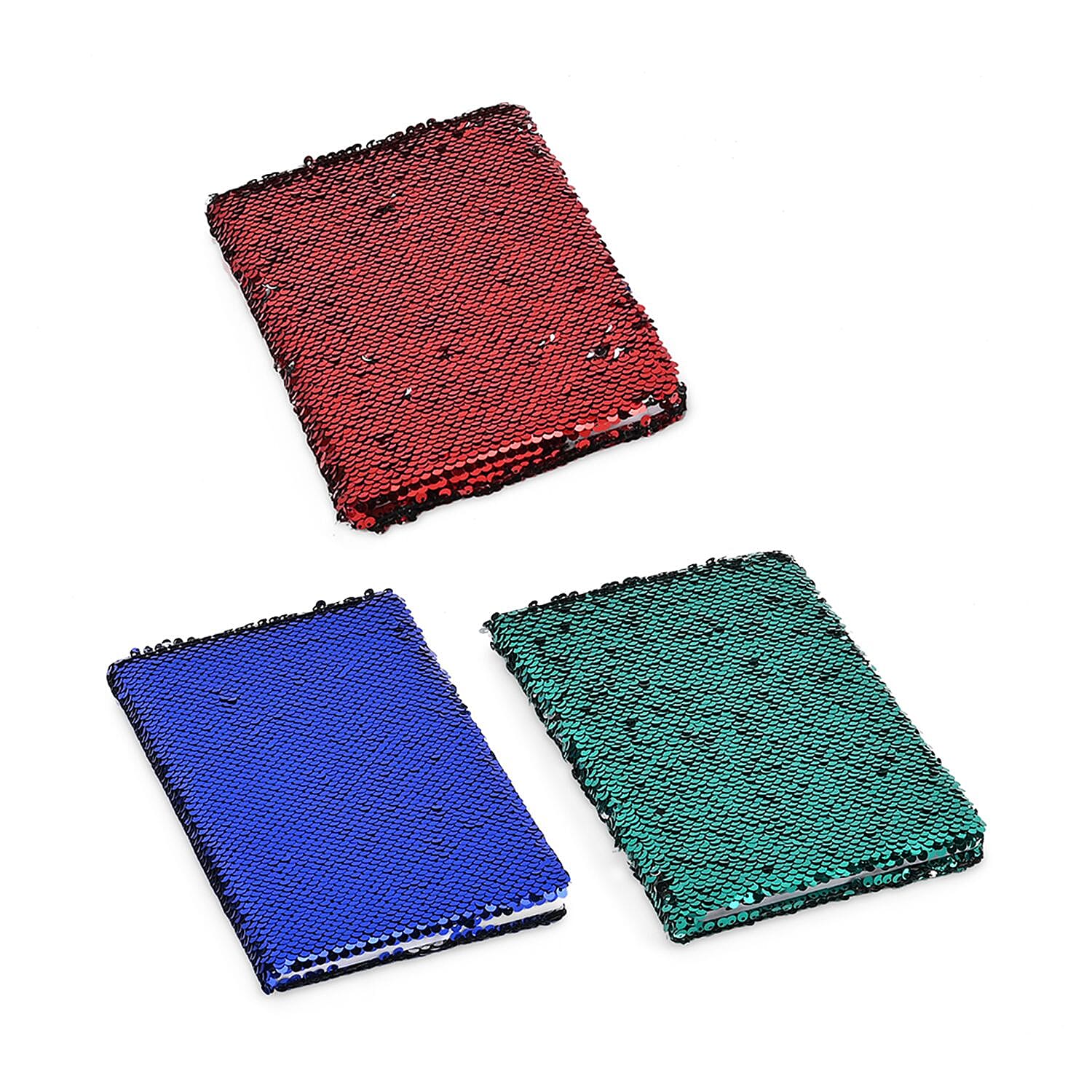 Set of 3 Exerz Reversible Sequin Notebook (Size-A5, 80 Pages Per Peice) - Red & Multi