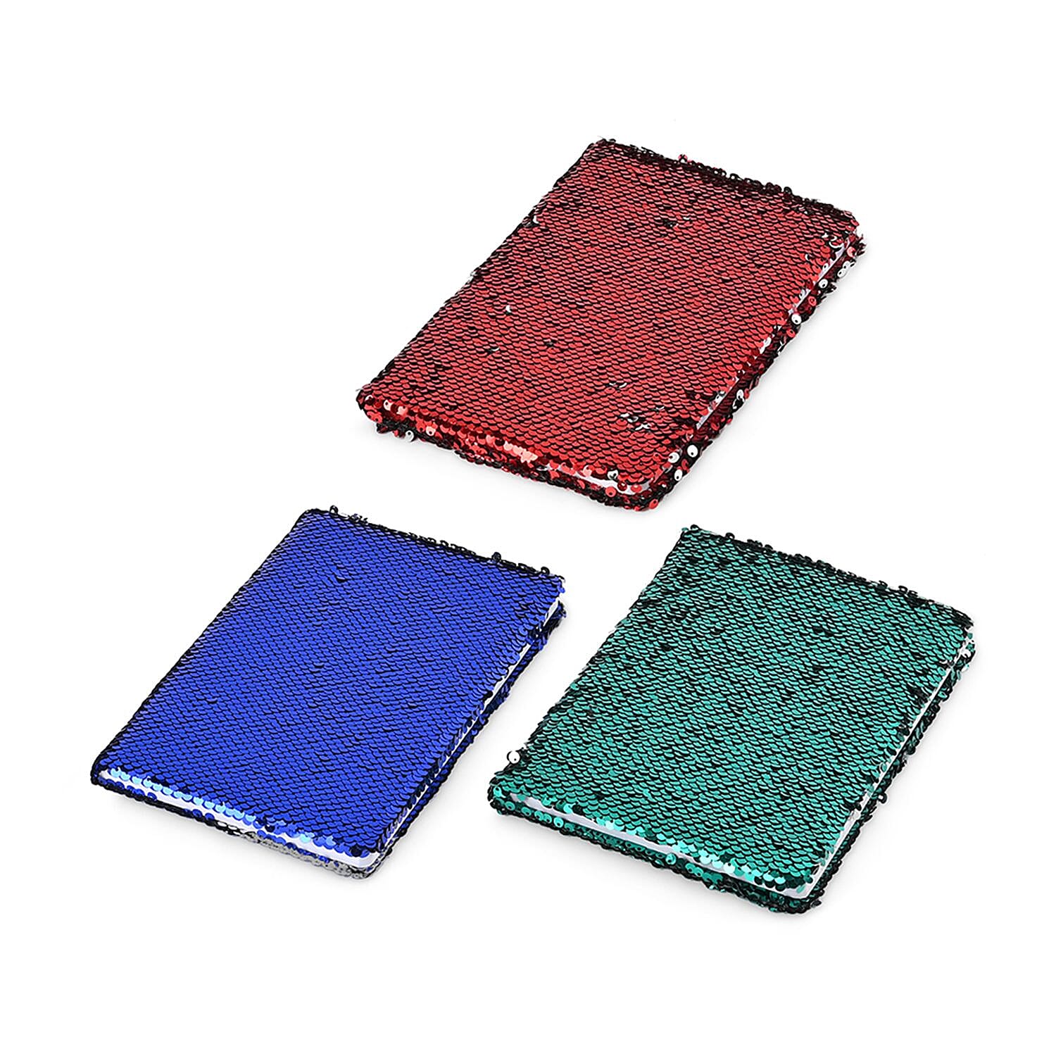 Set of 3 Exerz Reversible Sequin Notebook (Size-A5, 80 Pages Per Peice) - Red & Multi
