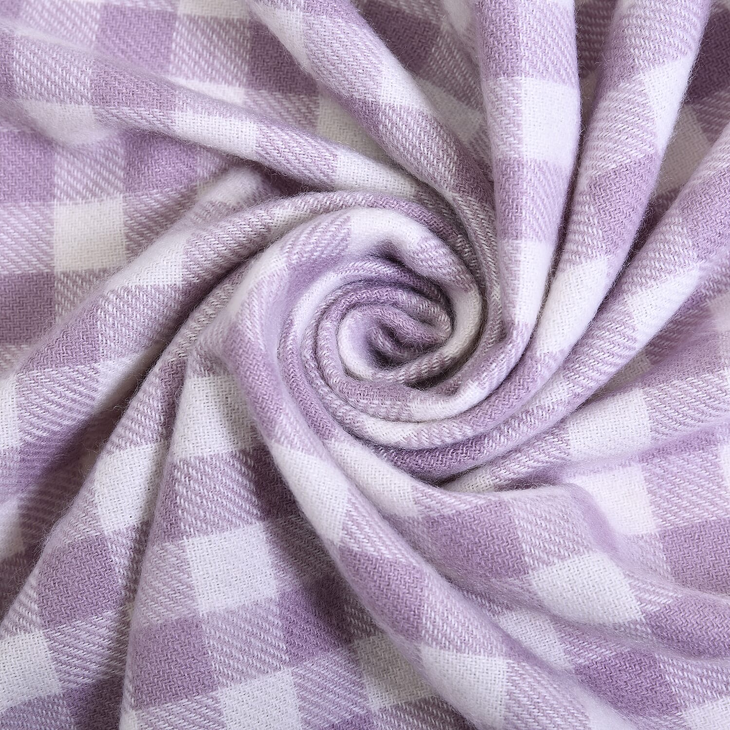 Checkered Pattern Knitted Scarf with Tassels (Size- 175x68 Cm) - Purple