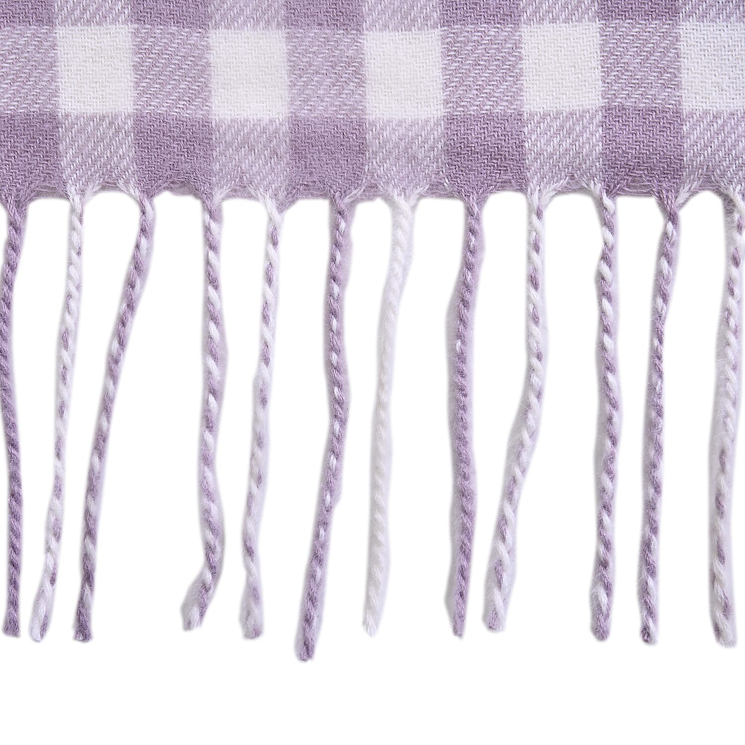 Checkered Pattern Knitted Scarf with Tassels (Size- 175x68 Cm) - Purple