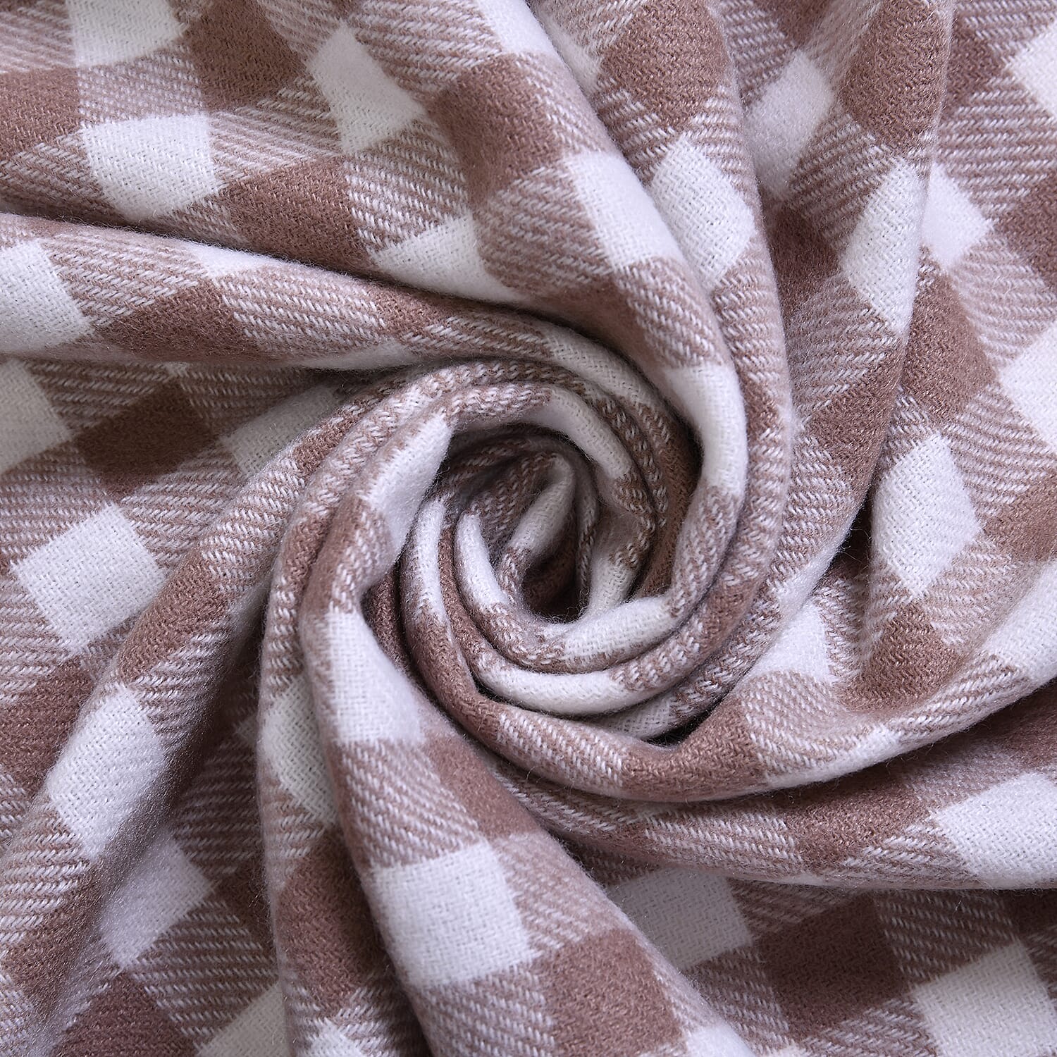 Winter New Arrival Checkered Pattern Knitted Scarf with Tassels (Size - 175x68 Cm) - Camel
